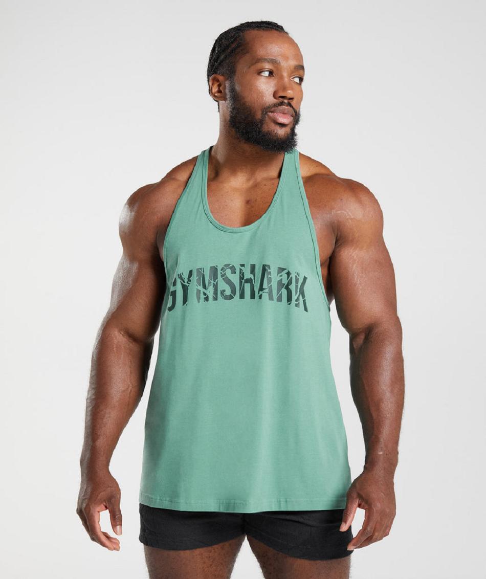 Stringers Męskie Gymshark Power Zielone | PL 3730NWY